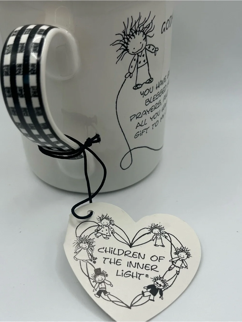 Enesco Children of the Inner Light Marci Mug “GODMOTHER “ Gift Idea white black